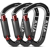 FVW Auto Locking Rock Climbing Carabiner Clips, UIAA Certified Professional 25KN (5620 lbs) Heavy Duty Caribeaners for Rappelling Swing Rescue & Gym etc,Large Carabiners,D-Shaped
