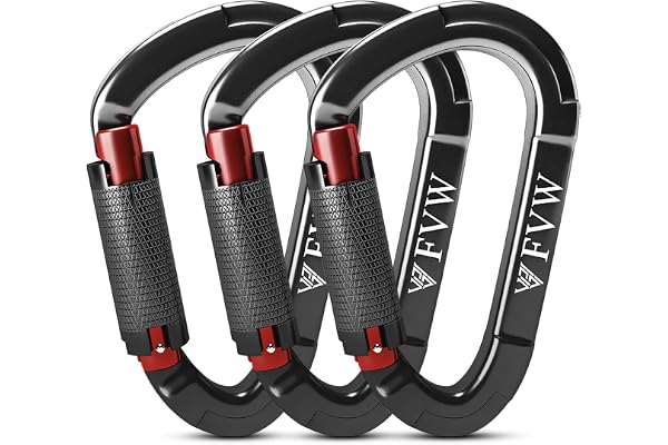 FVW Auto Locking Rock Climbing Carabiner Clips,Professional 25KN (5620 lbs) Heavy Duty Caribeaners for Rappelling Swing Rescu