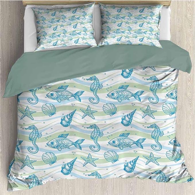Nautical Bed Sheets Set Twin, Microfiber Sheet Set 3 Piece