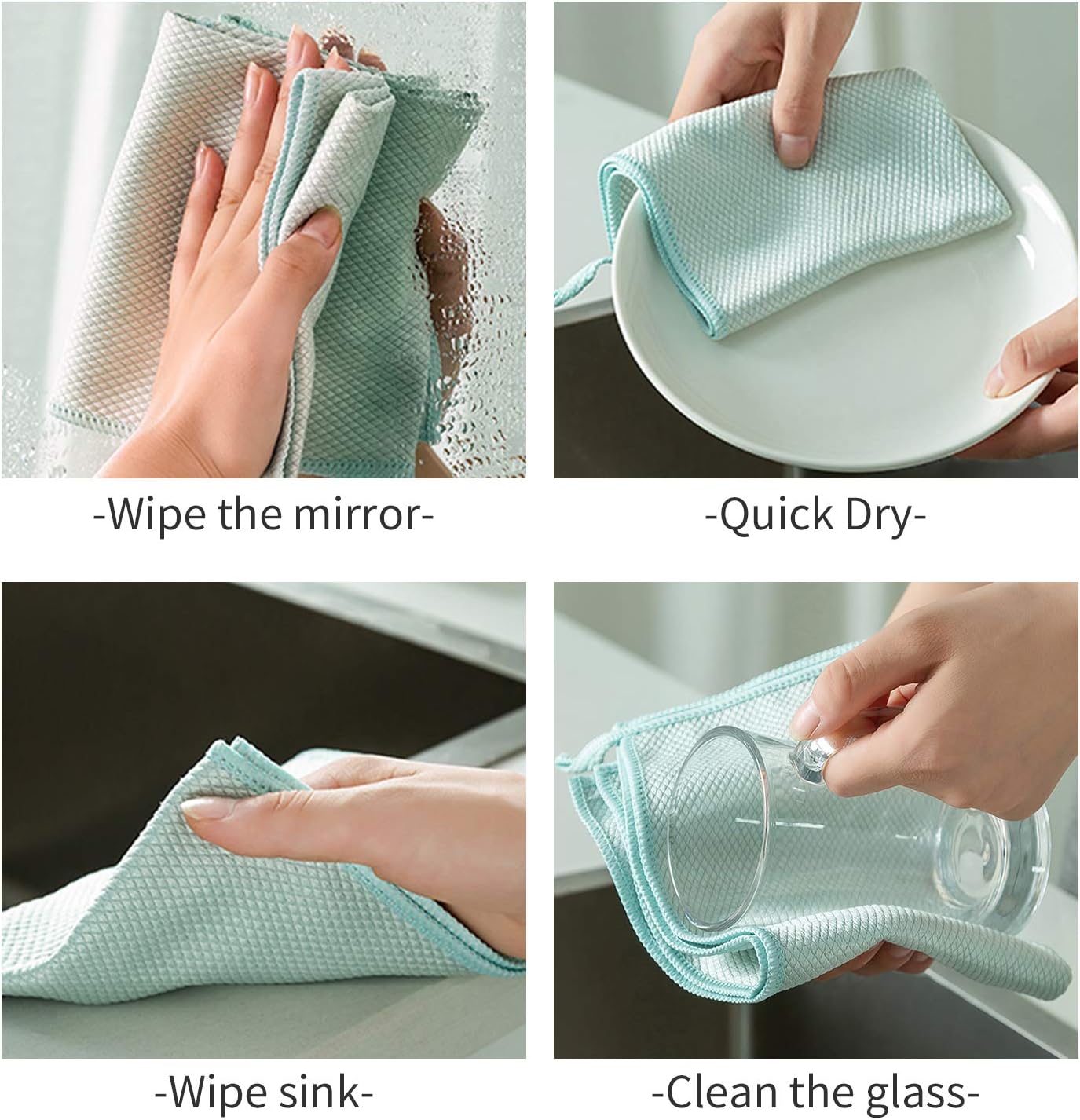 Lumirio Microfiber Cleaning Cloths Lint-Free Quick-Dry Absorbent Household Dish Rags with Hanging Loop( 9 Pack,12inch×16inch): Kitchen & Dining