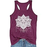YEXIPO Womens Graphic Tank Tops Racerback Summer Tops Casual Loose Workout Tanks Beach Vacation Sleeveless Shirt Tank Top