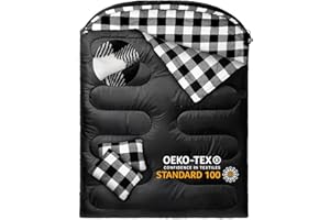 MEREZA Double Sleeping Bag for Adults Mens with Pillow, XL Queen Size Two Person Sleeping Bag for All Season Camping Hiking B