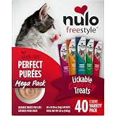 Nulo Freestyle Lickable Cat Treats, Pur&eacute;es Variety Pack, 0.5oz x 40 | Perfect Squeezable Texture, Grain-Free, High Moisture, Wet Food Topper w/ Prebiotic Fiber for Digestive Support