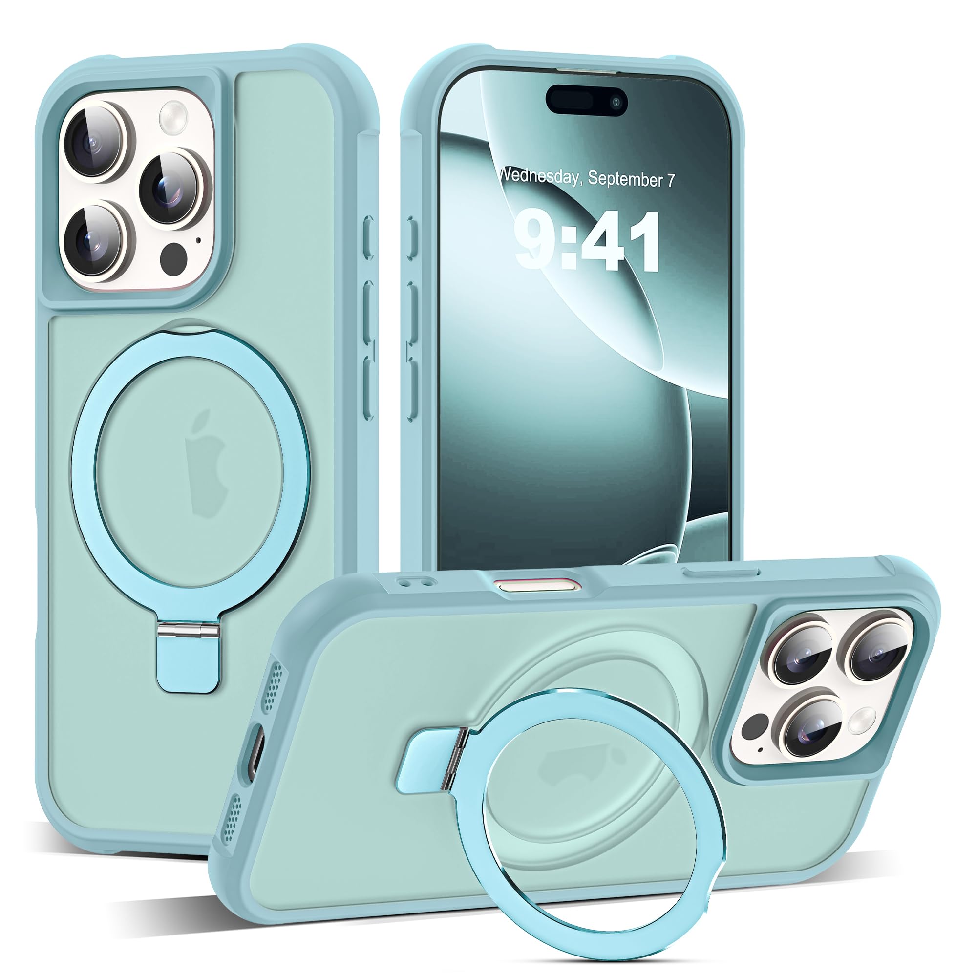 SKYLMW Compatible with iPhone 16 Pro Case with Stand,Blue