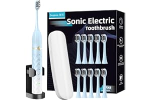 SEAPEOA Electric Toothbrush Set, Equipped with 10 Brush Heads and Travel case, IPX8 Waterproof, 2-Minute Timer, 42000 high-Frequency Vibrations, 5 Modes, The First Choice for Gift Giving