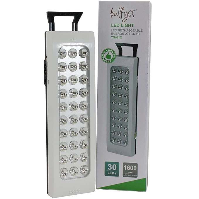 Bulfyss 30 LEDs ABS Rechargeable Emergency Light - (White, 2.4W)