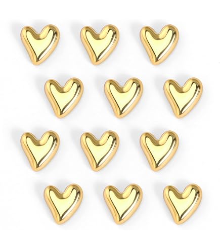 20 Aimants Frigo En Forme De Cœur Dorés - Magnets Décoratifs Puissants Pour Notes, Photos, Tableau Blanc