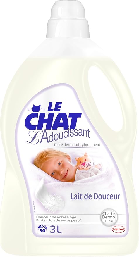 Le Chat Adoucissant Liquide Testé Dermatologiquement Lait De Douceur Flacon 3 L 30 Lavages