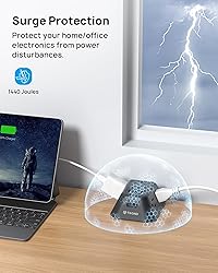 Desk Clamp Power Strip, Surge Protector with 5 AC