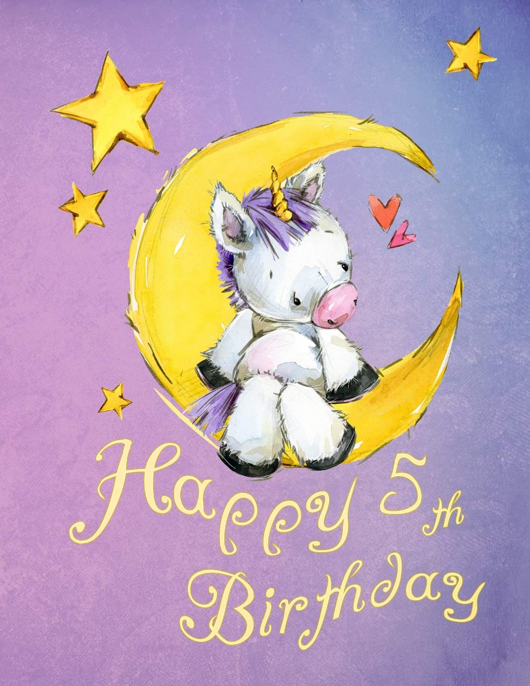 Happy 5th Birthday Sweet Unicorn On Moon Themed Primary Writing