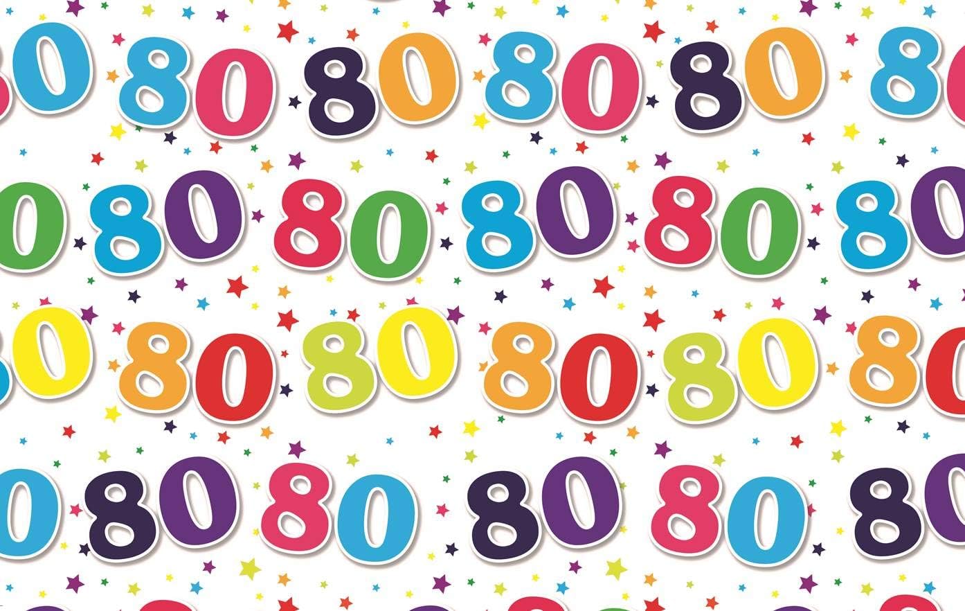 Special Age 80 Gift Wrapping Paper 1 Sheet & Matching Gift Tag - 80th Birthday