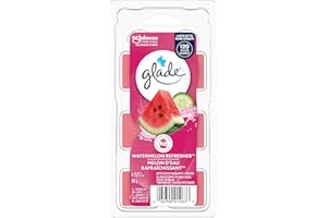 Glade Wax Melts Air Freshener and Odor Eliminator, Scented Essential Oils for Home and Bathroom, Watermelon Refresher, 6 Coun