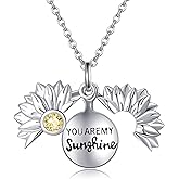 JERWLI You Are My Sunshine Necklace/Dove Necklace/Tabby Cat 925 Sterling Silver Sunflower/Dove/Tabby Cat Pendant Jewelry Gifts for Women Lovers