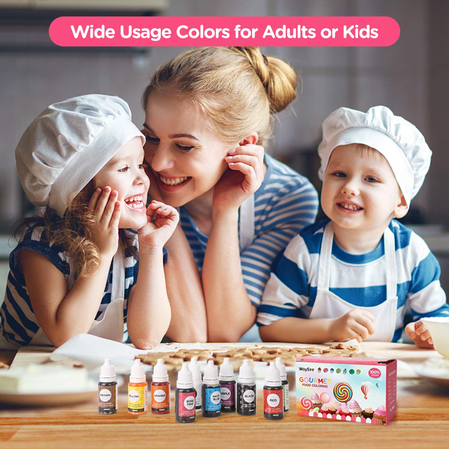 Food Coloring Liquid for Cake Decorating - Vibrant Food Color Set Edible Food Dye for Kids, 10 Colors Tasteless Cookie Icing Colors for Baking Cooking Fondant Frosting DIY Supplies Kit (3.5 Oz) : Grocery & Gourmet Food