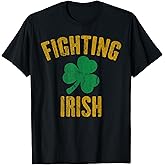 Vintage Fighting Irish History Gold Shamrock T-Shirt