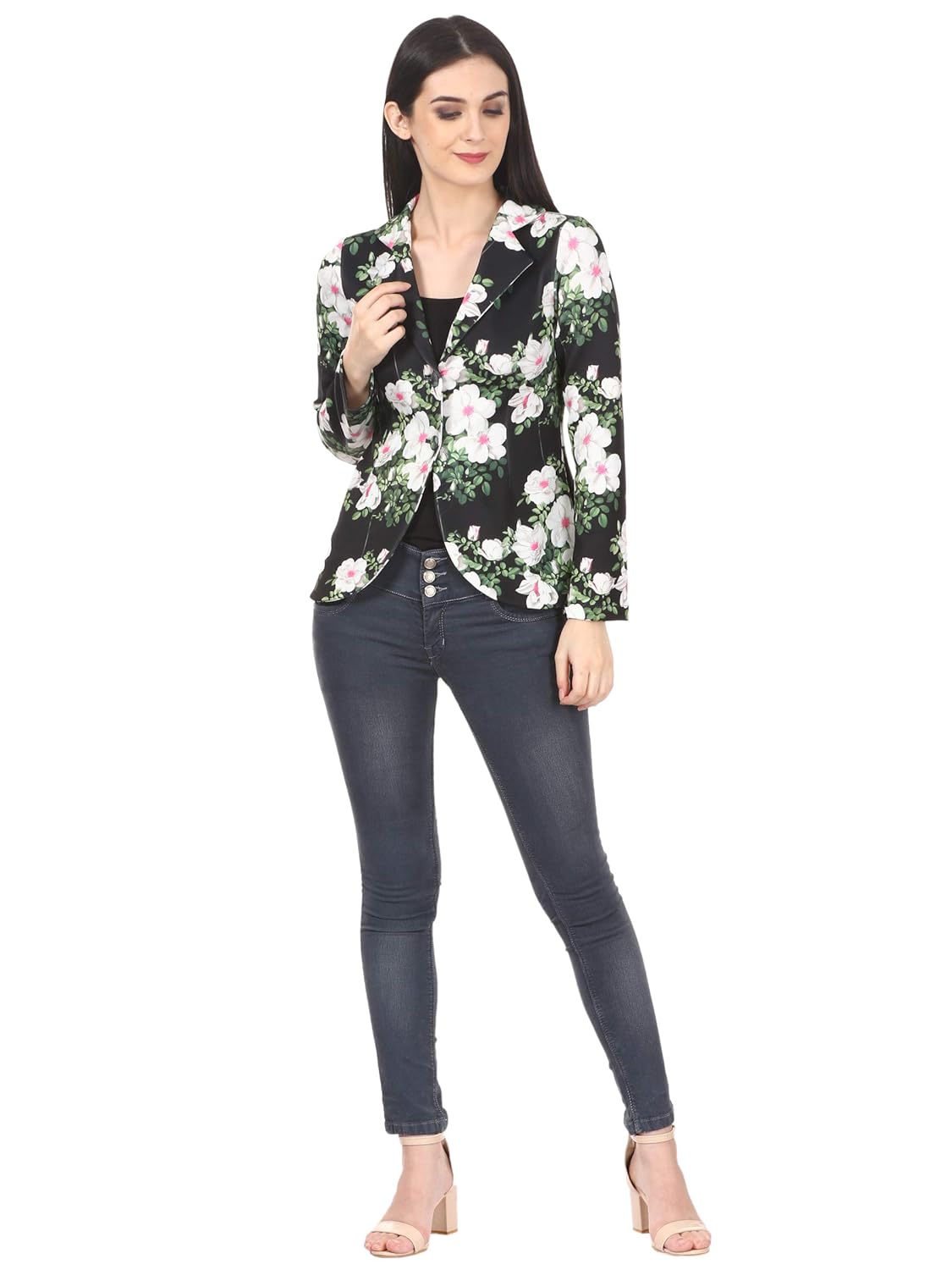 saadgi women's scuba floral printed blazers