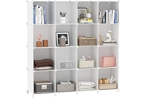 Lxvckly Cube Storage Organizer, DIY Portable 16-Cube Closet Clothes Organizer and Storage Shelving, Modular Home Office Shelv
