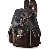 BRASS TACKS Leathercraft Backpack for Men Women Vintage Crazy Horse Full Leather Travel Daypack 15.6" Laptop Rucksack