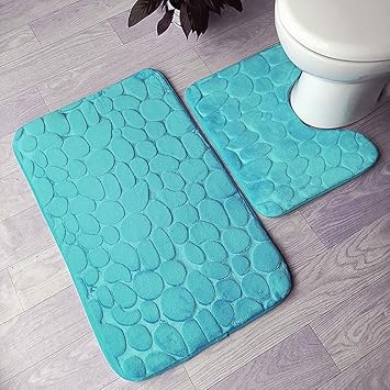 Inmozata 2 Teiliges Badematten Set Rutschfester Wc Vorleger Und Badematte Mikrofaser Turkis 50 X 80 Cm Amazon De Kuche Haushalt