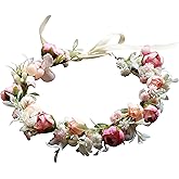 Brikuinr Wedding Flower Crown Women Flower Headband Floral Halo Floral Crown Bridal Party Cosplay Halloween Photos