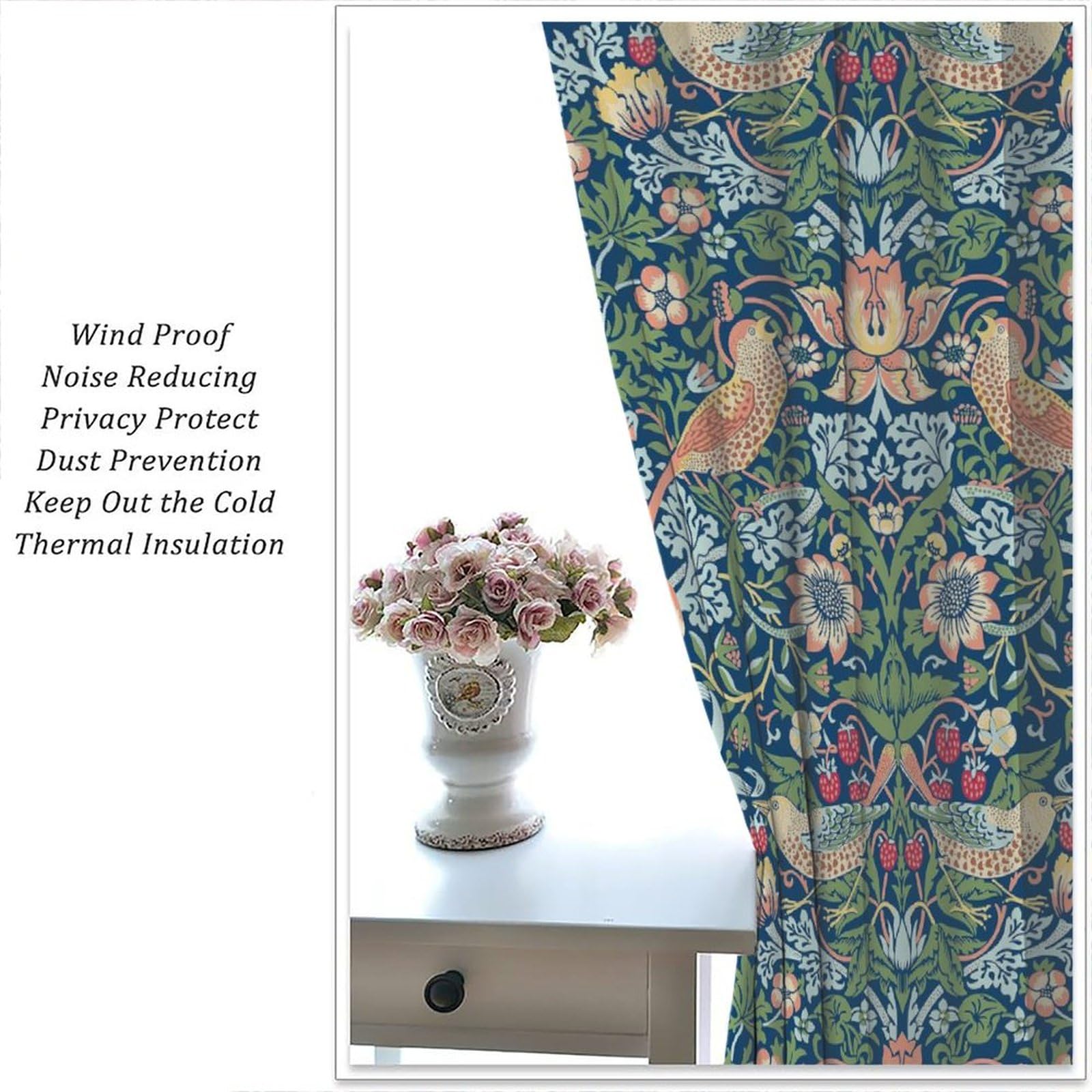 William Morris Botanical Art Windows Curtains Green