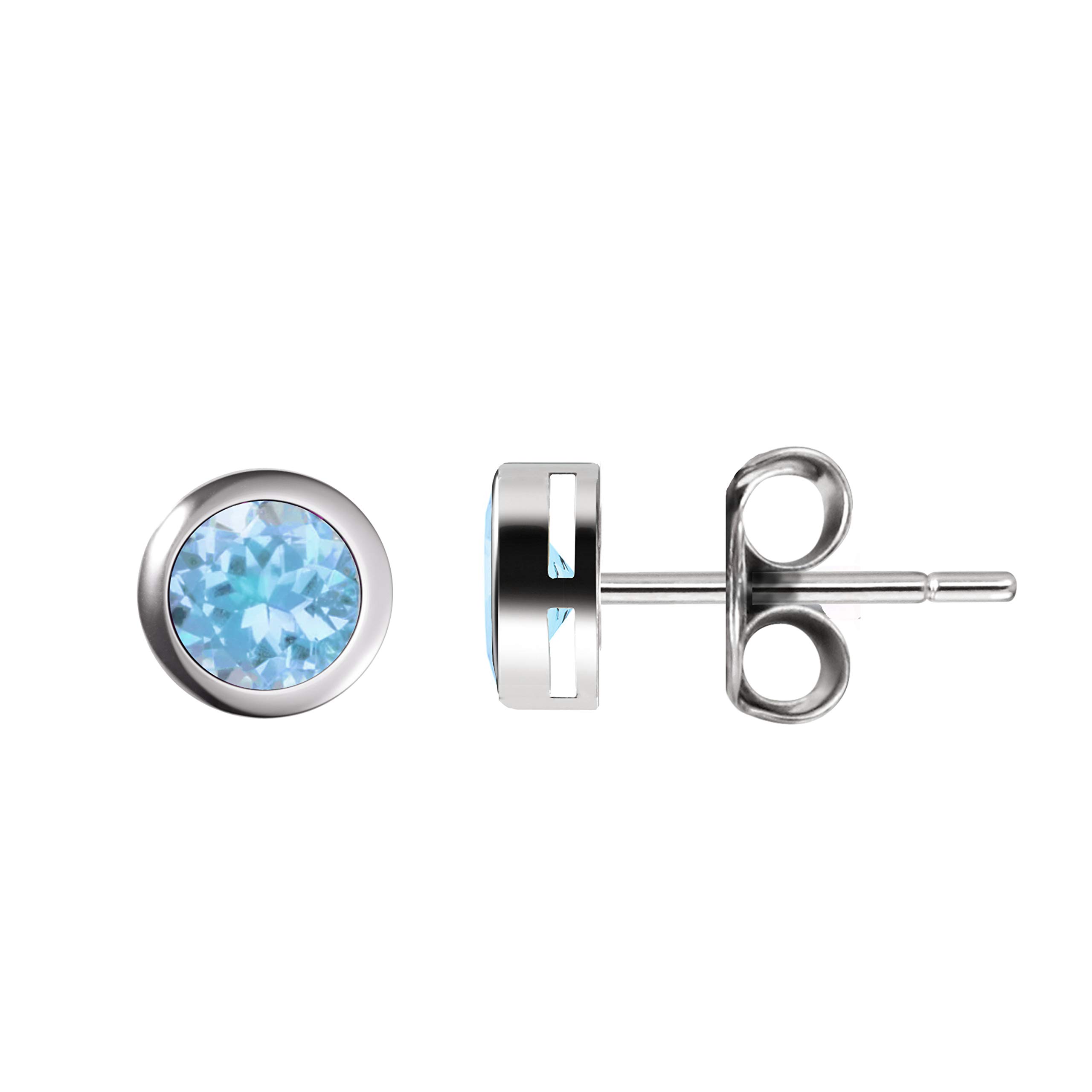 Franki Baker Small & Dainty Natural Swiss Blue Topaz Gemstones Stud Earrings set in 925 Sterling Silver. Grade AAA. Stud Size: 5mm