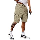 JMIERR Men's Casual Stretch Cargo Shorts Classic Drawstring Elastic Waist Summer Work Short with Multi Pockets