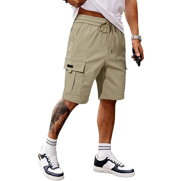 IMackky - Pantalones Cortos Tipo Cargo 3/4 Para Hombre, Elásticos Por Debajo De La Rodilla
