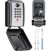 Vewaci Wall-Mounted Key Lock Box, 12 Digit Combination Lock Box for Keys with Code, Large Capacity &amp; Weatherproof Outdoor Lockbox, Key Safe Storage Lock Box for Home, Office, Garage, Sliver