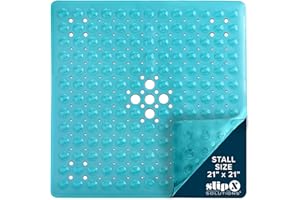 SlipX Solutions Essential Square Shower Mat, 53 cm x 53 cm, Grippy Textured Surface, 25% Stronger Suction Cups, Non-Slip Show