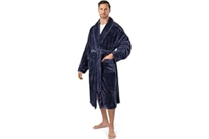 PAVILIA Mens Soft Robe, Plush Fluffy Fleece Bathrobe Men, Long Sherpa Shaggy Spa Robe