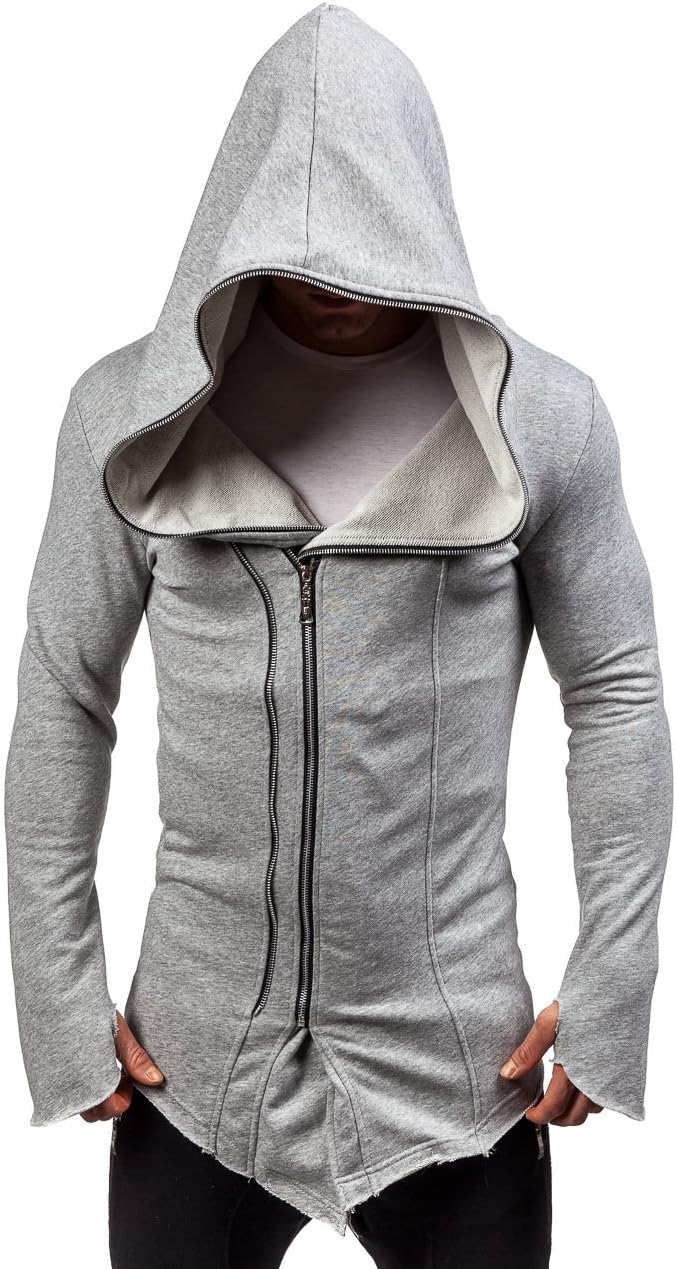BOLF Men's Longline Hoodie Cape Printed Sweatshirt Long Pullover Plain Assassin Streetwear Urban Casual Style Mix 1A1