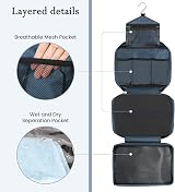 Maliton Foldable Hanging Toiletry Bag Large Travel Organizer Midnight Blue view 3