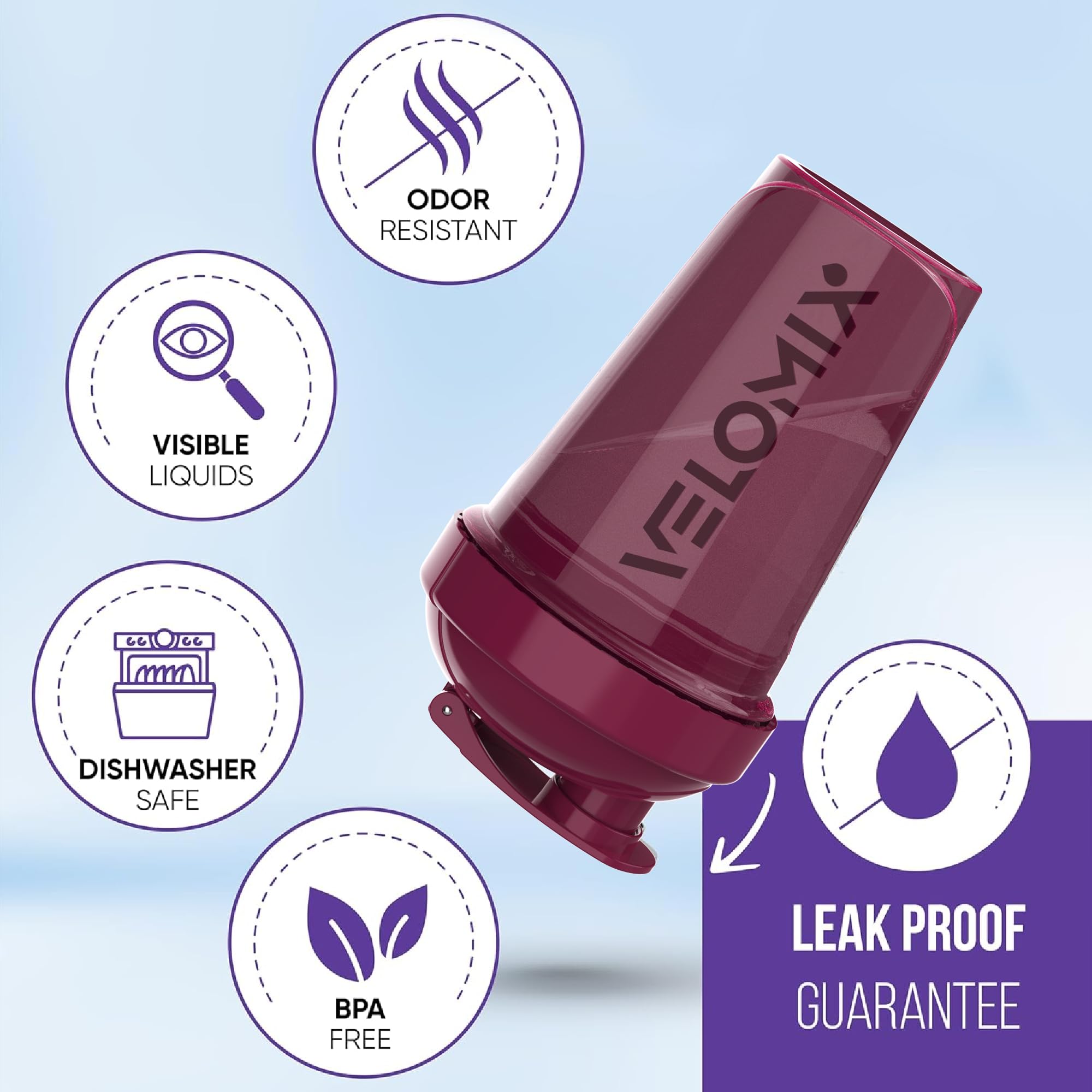 VELOMIX 4 PACK- 20 OZ Protein Shaker Bottles for Protein Mixes, Shaker Cups for Protein Shakes, Small Shaker Bottle Pack, Shaker Cup, Shakers for protein Shakes (Berry Blend)