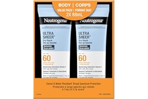 Neutrogena Ultra Sheer Dry-Touch Sunscreen Lotion, Broad Spectrum SPF 60 UVA/UVB Protection, Oxybenzone-Free, Light, Water Re