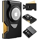 furid Airtag Wallet Men Slim: Metal Wallets with Airtag Holder, Air Tag Wallet for Men with 2 Money Clip Replaceable Gift Boxed