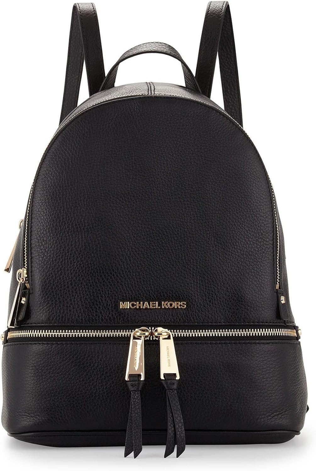 black and gold leather backpack