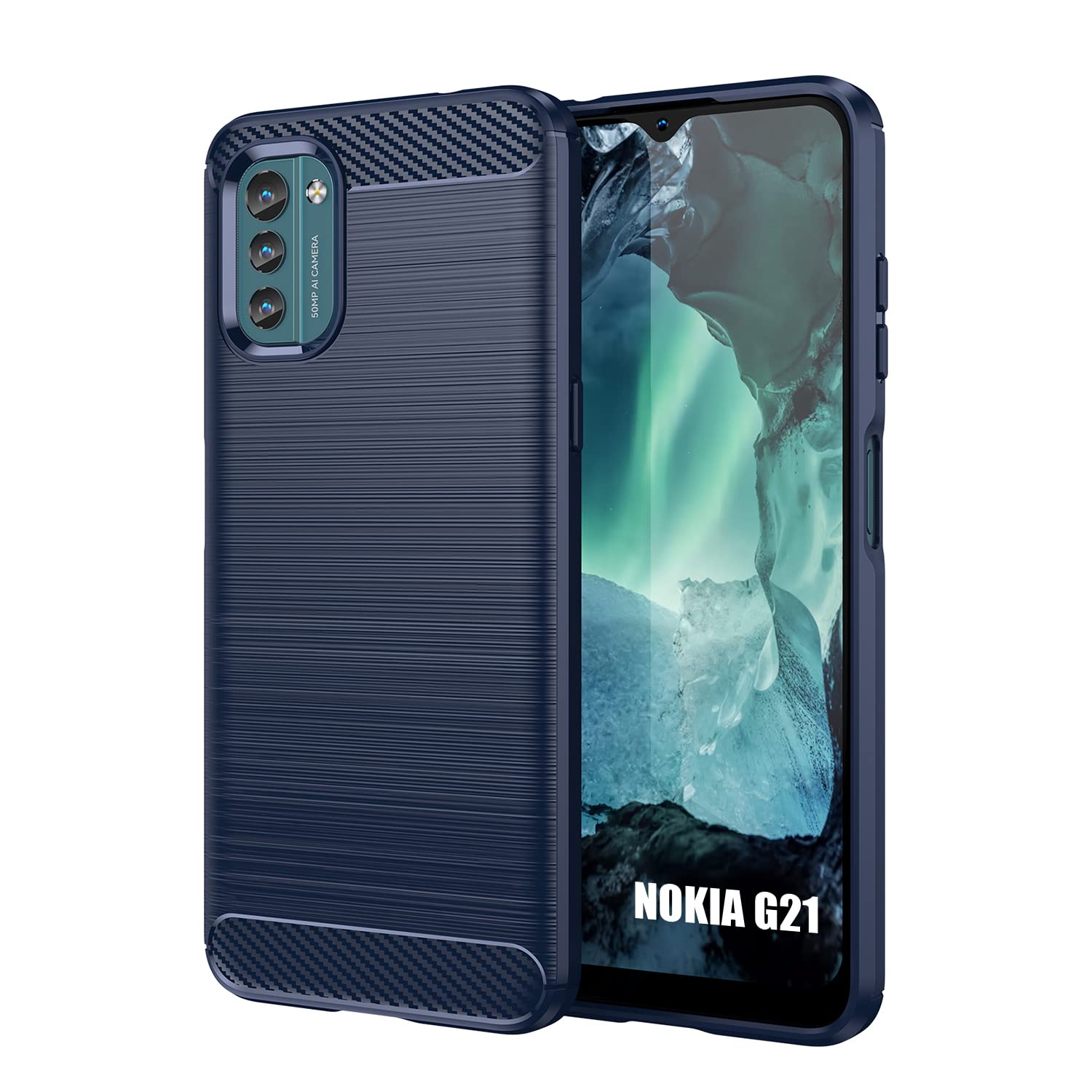 SCL Case for Nokia G11 Case Nokia G21 Case [Blue], Carbon Fibre Effect Gel Grip Protection Cover [Anti Scratch][Anti Collision] Case Compatible with Nokia G11 / G21