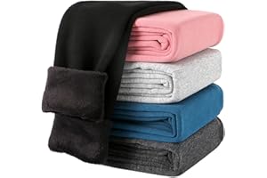 BYONEME Girls Winter Leggings Fleece Lined Toddler Kids Basic Solid Full Length Pants for School Uniform or Play