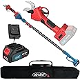 Jovant 2-in-1 Cordless Electric Scissors, Electric Pruning Shears with Pole, 20V Pole Pruners 4.0Ah Battery Powered Pole Branch Cutter, 1.2" Electric Pruning Shears, 15ft Reach Pole Gardening Shears