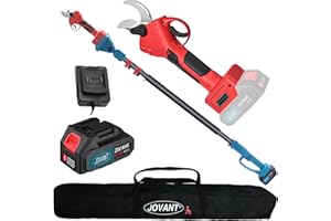 2-in-1 Electric Pruning Shears Cordless with Pole, 20V Cordless Pruning Shears,4.0Ah Battery Operated Pruning Shears, 9.3Ft -Up to 15.3Ft Telescopic Electric Shears for Gardening JOVANT