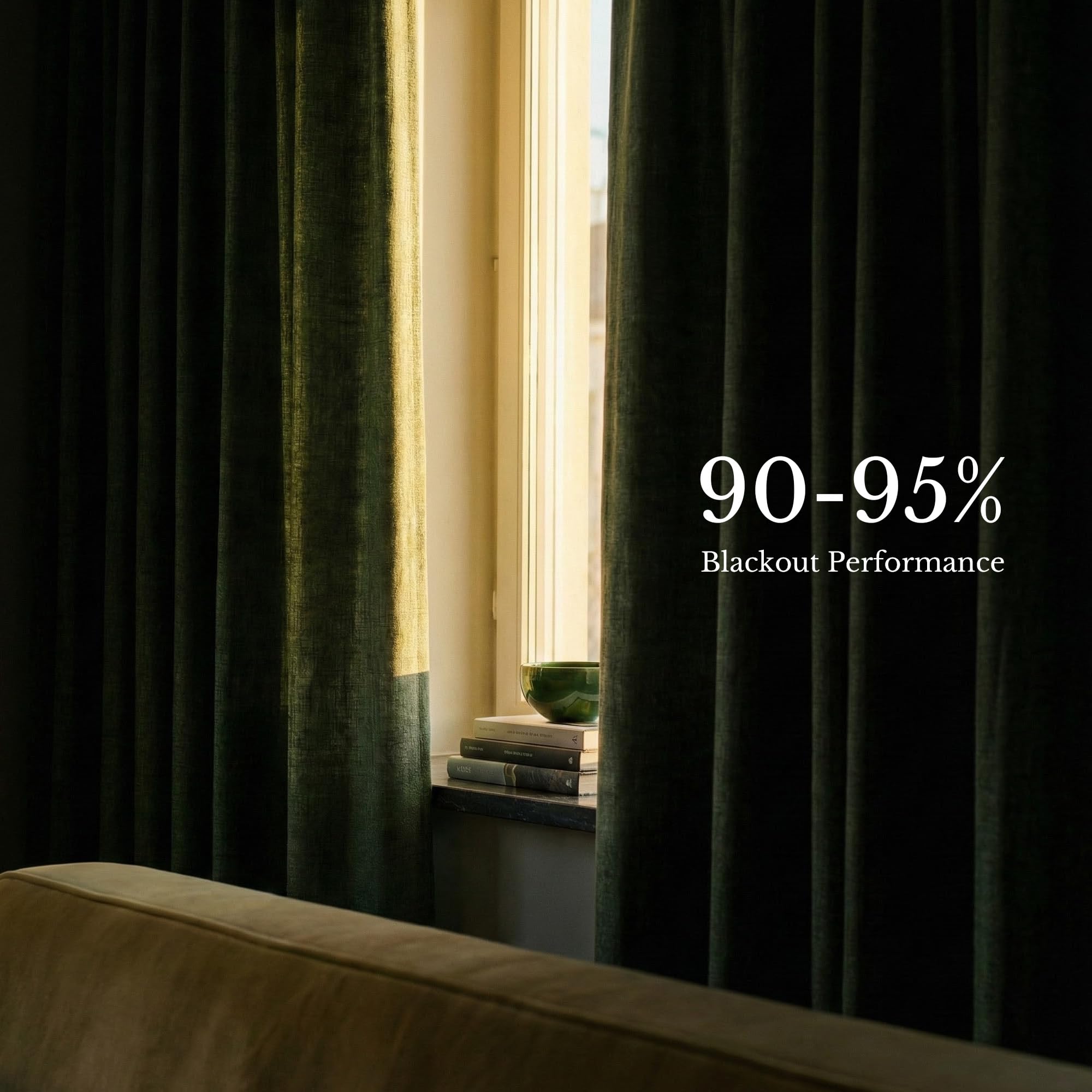 NICETOWN 395GSM Linen Pinch Pleated Vintage Olive Green Curtains 90 inch Long with Hooks - Room Darkening Wrinkle Resistant Drapes for Dining Room & Bedroom, Modern Home Decor (40