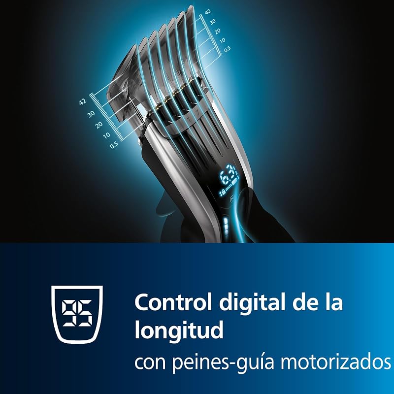 Máquina de cortar cabelo philips série 9000, barbeador e aparador elétrico para homens, controle de toque digital, potência máxima, corte de cabelo perfeito, lâminas de titânio, 400 configurações de comprimento, 120 — foto 2 de 7