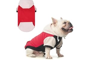 BEAUTYZOO Fleece Dog Hoodie Sweatershirt with Pocket and Leash Hole, Stretchy Small Medium Large Sized Dogs Clothes for Fall Winter Cold Days, Color Designer Warm Dog Jackets,French Bulldog Coats