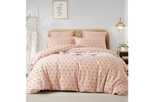 Nayoroom Pink Heart Duvet Cover Queen Size 100% Cotton Cute Romantic Love Heart-Shaped Comforter Cover for Kids Girls 3 Pieces Soft Breathable Elegant Comforter Cover with Zipper Closure