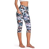ODODOS Women's High Waisted Yoga Capris with Pockets, Tummy Control Non See Through Workout Athletic Running Capri Leggings