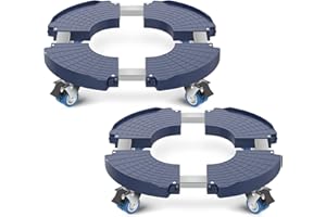 VANCASTLE Plant Caddy with Lockable Wheels Heavy Duty 450lbs Capacity, 15-22 Inch Adjustable Plant Stand with Wheels Rolling base, Plant Dolly for Flower Pot Mover Indoor Outdoor, Blue, 2 Pack