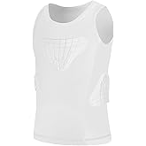 GRDFLX Kids Padded Compression Shirt Football Rib Protectors Chest Guard 4-Pads Padded Shirt Protective Gear for Baseball