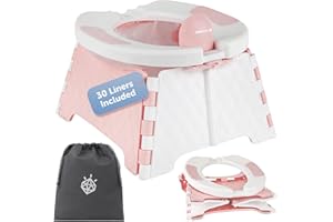 Jool Baby Portable Potty Training Chair with Travel Bag and 30 Liners, Foldable, Indoor/Outdoor Use, Camping (Pink)