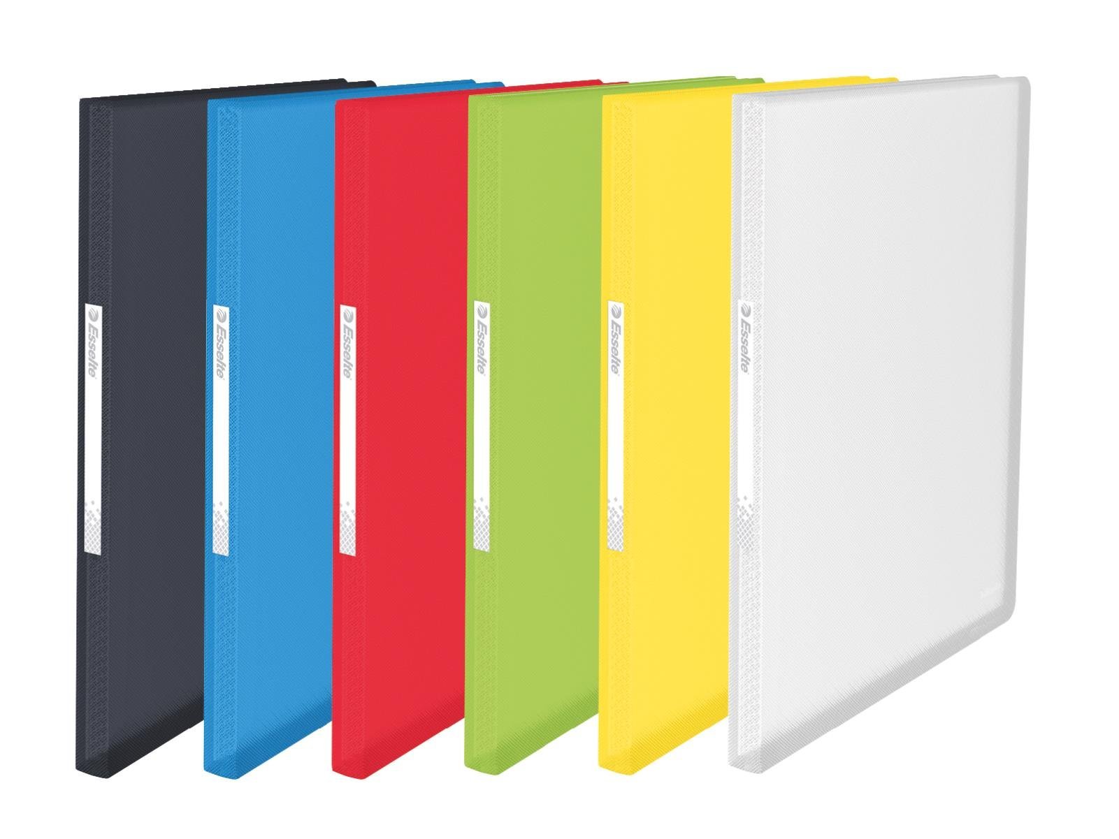 Esselte Folder Sleeves, A4, Clear Pockets, Flexible Cover, Assorted Colours, Range Vivida 100 fundas multicoloured